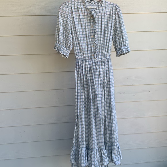 RARE Christy dawn linden lotus gingham maxi organic cotton dress small - Picture 12 of 15